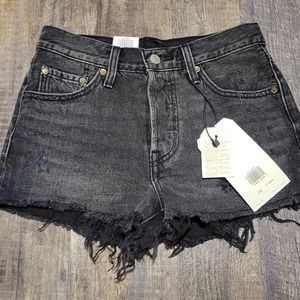 Levis premium 501 jean distressed black shorts